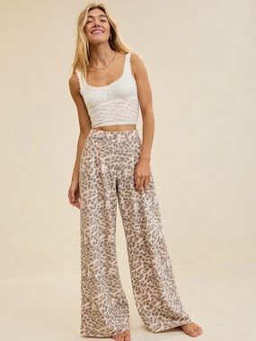 aerie Leopard Wide Leg Pants